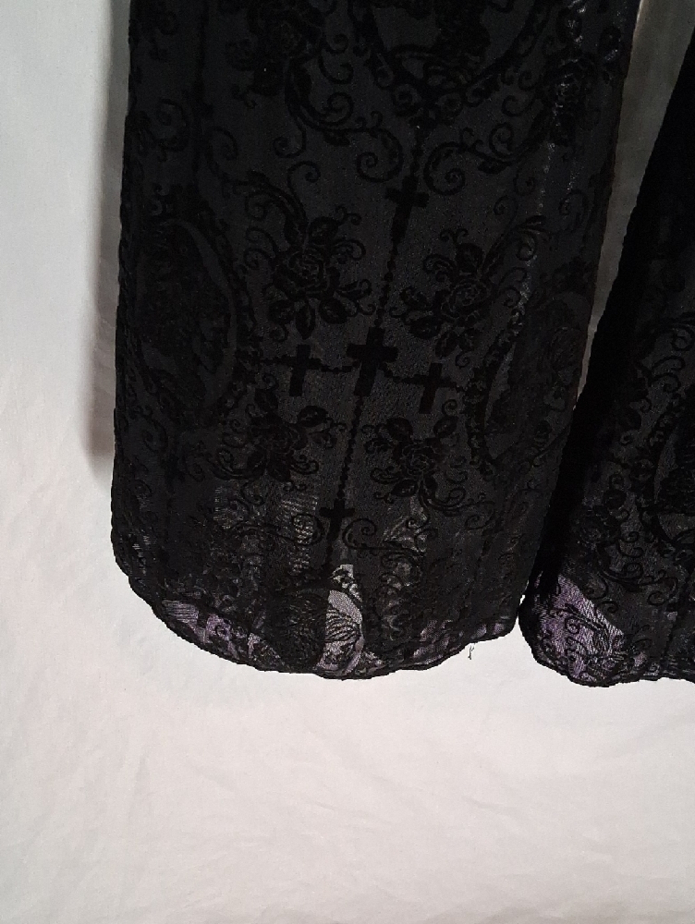 Black Burnout Velvet Laced  Goth Flared Bottom with Subtle Pattern - Picture 8 of 16